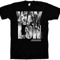 Waylon Jennings- Face In Logo on a black ringspun cotton shirt