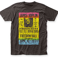 Janis Joplin- Freedom Hall Rainbow Poster on a black ringspun cotton shirt (Sale price!)