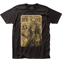 Janis Joplin- Janis & Concert Ticket on a black ringspun cotton shirt (Sale price!)