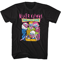 Killer Klowns From Outer Space- Pizza Delivery on a black ringspun cotton shirt