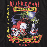 Killer Klowns From Outer Space- Klowns (Japanese Design) on a black ringspun cotton shirt
