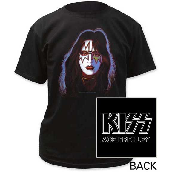 Kiss- Ace Frehley on front, Logo on back on a black shirt