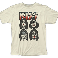 Kiss- Faces on a vintage white ringspun cotton shirt