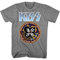 Kiss- Rock And Roll Over on a heather grey ringspun cotton shirt