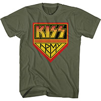 Kiss- Kiss Army on a military green ringspun cotton shirt