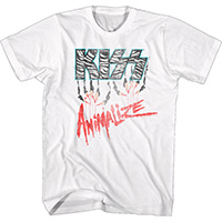Kiss- Animalize on a white ringspun cotton shirt