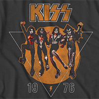 Kiss- 1976 Destroyer Triangle on a charcoal ringspun cotton shirt