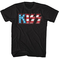Kiss- US Flag Logo on a black ringspun cotton shirt