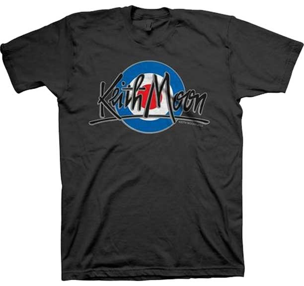 Keith Moon- Mod Signature on a black ringspun cotton shirt