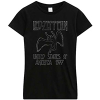 Led Zeppelin- United States Of America 1977 on a black girls fitted shirt 