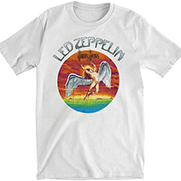 Led Zeppelin- Sunset Swan Song on front, Zofo on back on a white ringspun cotton shirt