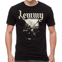 Lemmy- Live Pic on front, 1945-2015 on back on a black shirt (Motorhead)