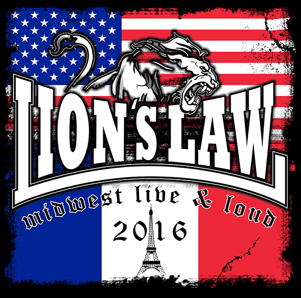 Lions Law- Midwest Live And Loud (US & France Flags) on a black girls fitted shirt (Sale price!)