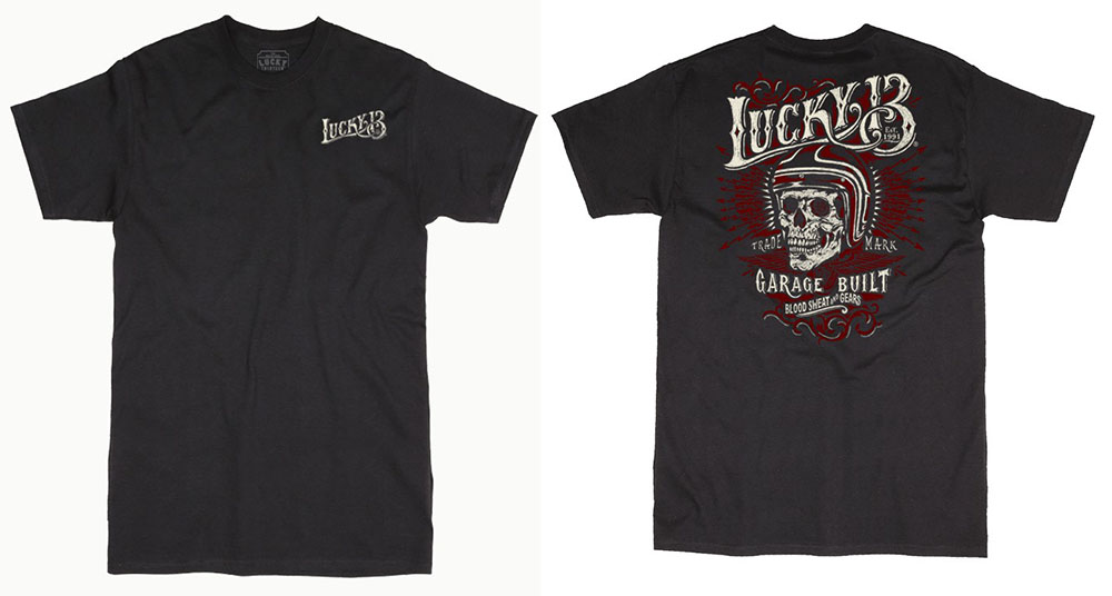 Skull Built on a black shirt by Lucky 13 Clothing - SALE