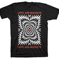 Love And Rockets- Illusory Motion on a black ringspun cotton shirt
