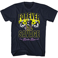 Macho Man Randy Savage- Forever Savage on a navy ringspun cotton shirt