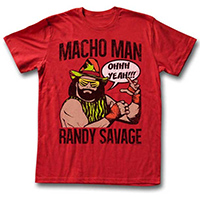 Macho Man Randy Savage- Ohhh Yeah on a red ringspun cotton shirt