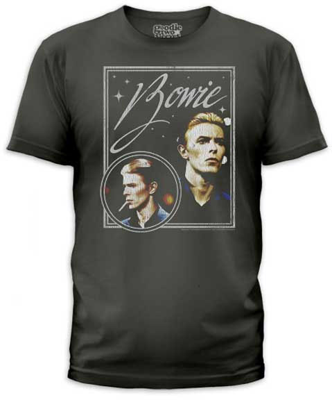 David Bowie- Vision on a charcoal ringspun cotton shirt by Goodie Two Sleeves (Sale price!)