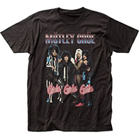 Motley Crue- Girls Girls Girls Band Pic With Blue & Pink Logo on a black ringspun cotton shirt (Sale price!)