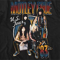 Motley Crue- US Tour '83 on a black ringspun cotton shirt