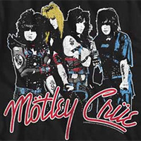 Motley Crue- Red Logo And Band on a black ringspun cotton shirt