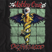 Motley Crue- Dr. Feelgood With Green Tiles on a black ringspun cotton shirt