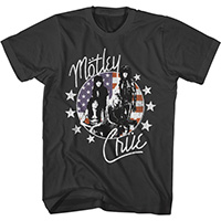 Motley Crue- Flag And Stars Band Pic on a charcoal ringspun cotton shirt