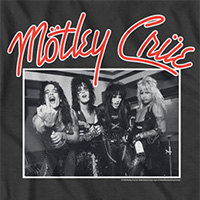 Motley Crue- Backstage Pic & Red Logo on a charcoal ringspun cotton shirt