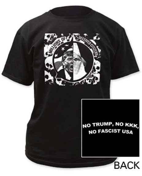 MDC- Millions Of Deceived Citizens on front, No Trump on back on a black shirt (Sale price!)
