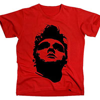 Morrissey- Face on an antique cherry red shirt