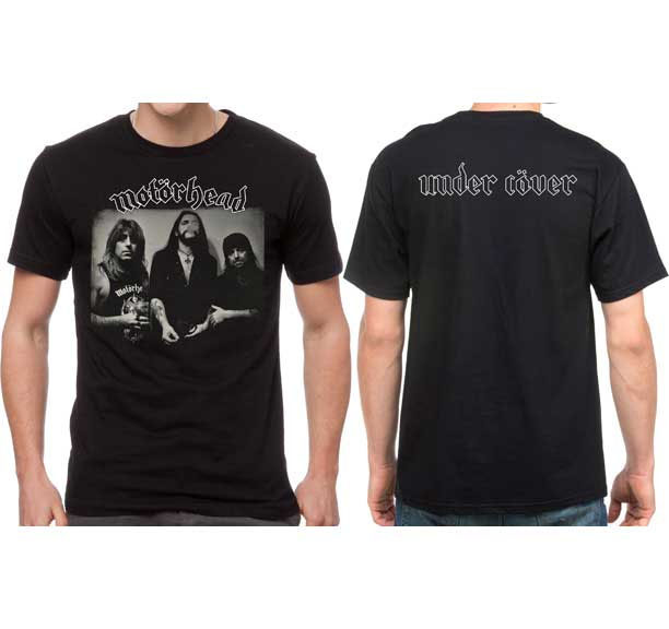 Motorhead- Band Pic on front, Under Cover on back on a black shirt (Sale price!)