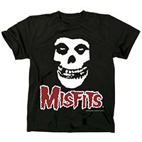 Misfits- Skull With Red Logo Underneath on a black ringspun cotton shirt