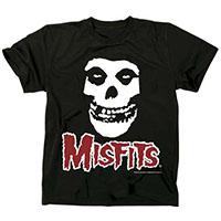 Misfits- Skull With Red Logo Underneath on a black shirt