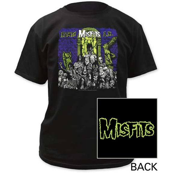 Misfits- Earth AD on front, Logo on back on a black shirt