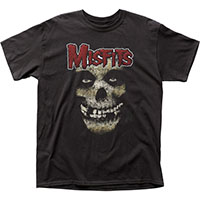Misfits- Weathered Skull on a black ringspun cotton shirt