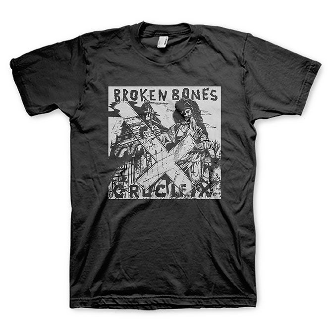 Broken Bones- Crucifix on a black shirt