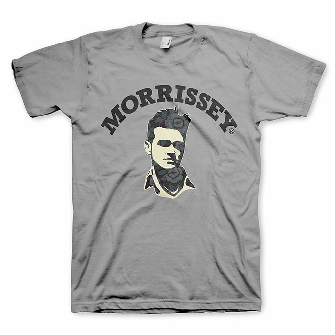 Morrissey- Floral Head on a grey shirt