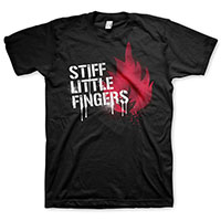 Stiff Little Fingers- Graffiti Logo & Flame on a black shirt