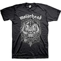 Motorhead- Snaggletooth & Chains on a black shirt
