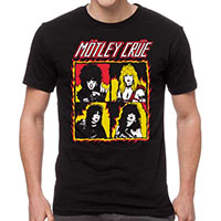 Motley Crue- Flaming Band Pics on a black shirt