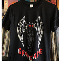 Mothman on a black ringspun cotton shirt by Graveface