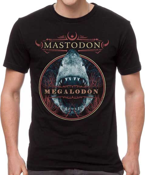 Mastodon- Megalodon on a black ringspun cotton shirt (Sale price!)