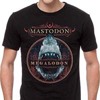 Mastodon- Megalodon on a black ringspun cotton shirt