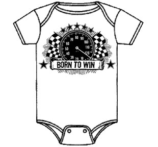 Born To Win on a white onesie by Lucky Mule (Sale price!)