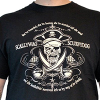 Lucky Mule Brand- Scallywag Scurvydog on a black shirt (Sale price!)