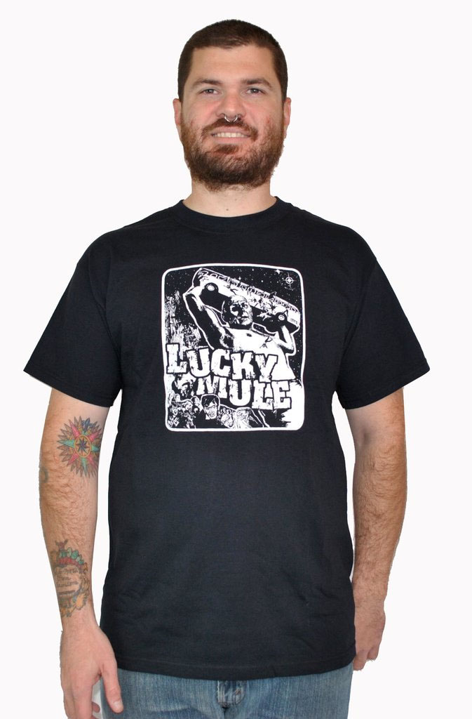 Lucky Mule Brand- Giant Destruction on a black shirt (Sale price!)