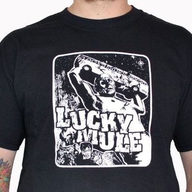 Lucky Mule Brand- Giant Destruction on a black shirt (Sale price!)