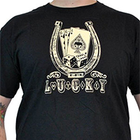 Lucky Mule Brand- Lucky Horseshoe on a black shirt (Sale price!)