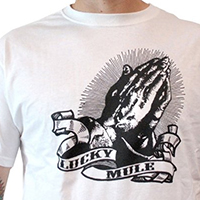 Lucky Mule Brand- Praying Hands on a white shirt (Sale price!)