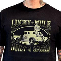 Lucky Mule Brand- Built 4 Speed on a black shirt (Sale price!)